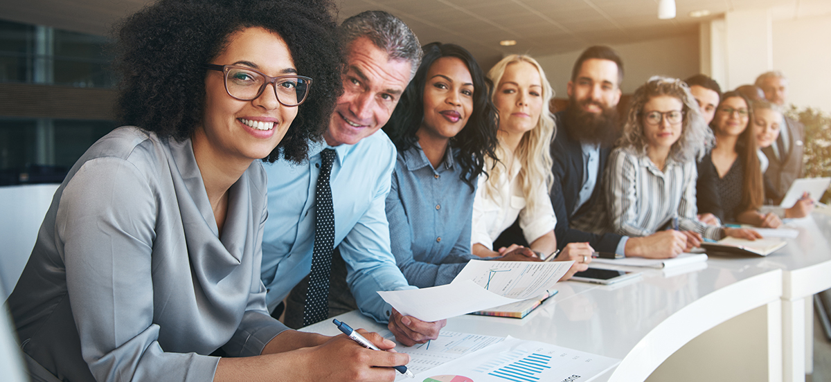 diverse, professional translators together in an office