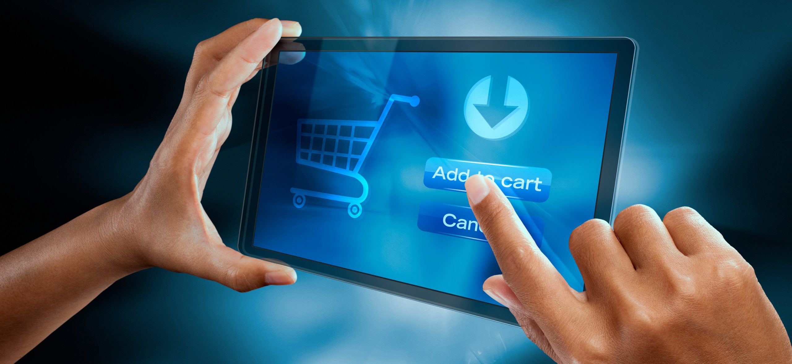 Translate an eCommerce site: man clicking "add to cart" on an eCommerce site