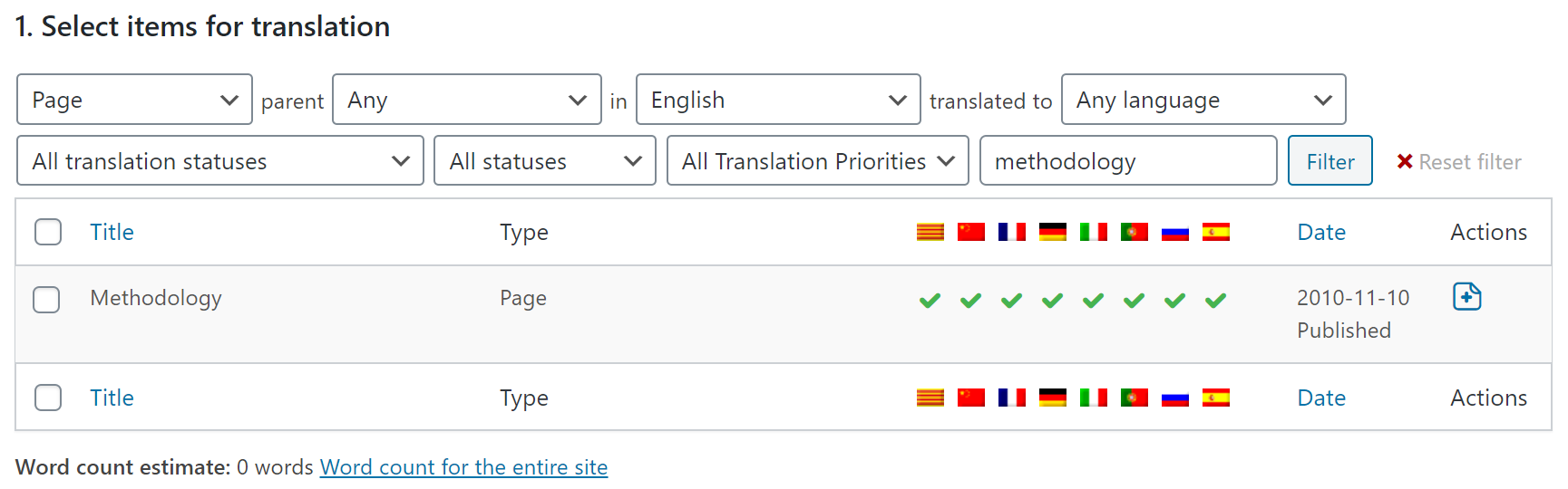 WPML how to obtain wordcounts