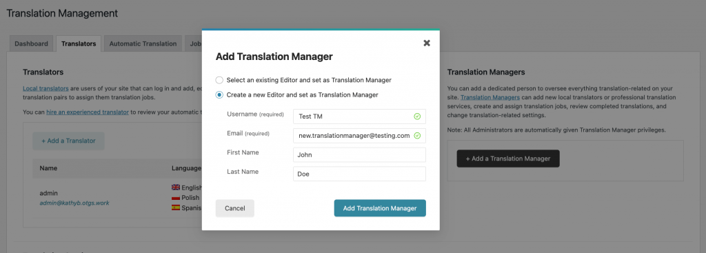 wpml quicksilver translate adding a translation manager